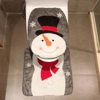 2 in 1 sneeuwpop kerst decoratie toilet set - thumbnail