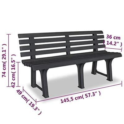 VidaXL Tuinbank 145,5 cm kunststof antraciet
