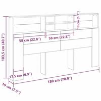 Hoofdeinde kas Zwart eiken 180 x 19 x 103.5 cm Geengineerd hout - thumbnail