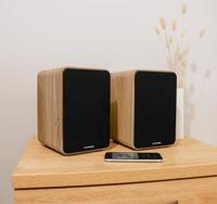 THOMSON WS602DUO - Set van 2 luidsprekers met houten kist - 100W - Bluetooth 5.0 - 2 RCA-uitgangen - Licht hout - thumbnail