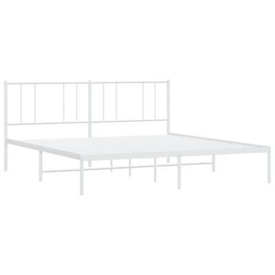 Bedframe met hoofdbord metaal wit 193x203 cm Bedframe met hoofdbord metaal wit 193x203 cm