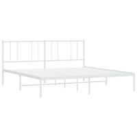 Bedframe met hoofdbord metaal wit 193x203 cm - thumbnail