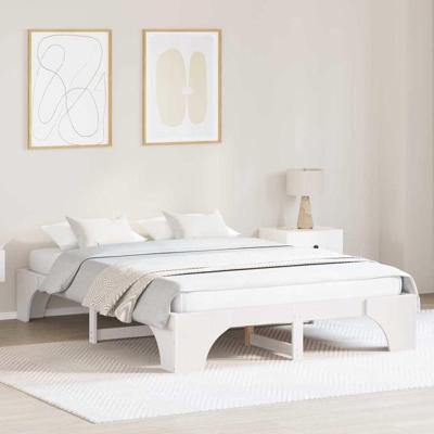 Bedframe Wit 207 x 167 x 30 cm Massief grenenhout