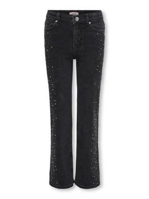 Kids ONLY winter jeansbroek meisjes - zwart - KogJuicy - wide leg fit, glitter steentjes
