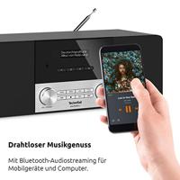 TechniSat DigitRadio 4 Stereo DAB Radio (DAB+, FM, Bluetooth, hoofdtelefoonaansluiting, AUX-ingang, wekker, OLED-display, 20 Watt RMS, Elac luidspreker), Zwart - thumbnail
