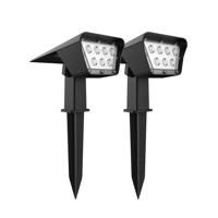 Set van 2 solarspots 2 in 1 projector om op te plakken of te bevestigen - LUMISKY - CURTIS - H31,5 cm - Witte LED - thumbnail