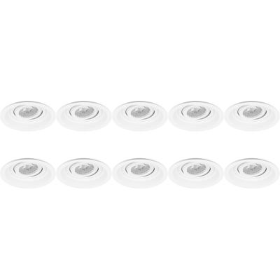Ronde Kantelbare Inbouwspot 10 Pack - GU10 - Wit Aluminium - Ø105mm
