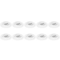 Ronde Kantelbare Inbouwspot 10 Pack - GU10 - Wit Aluminium - Ø105mm - thumbnail