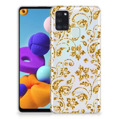 Samsung Galaxy A21s | TPU Case | Gouden Bloemen Samsung Galaxy A21s | TPU Case | Gouden Bloemen