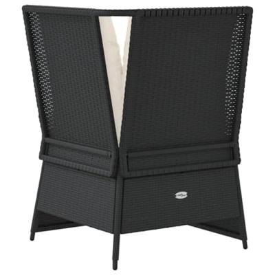 Tuinhoekbank met kussens poly rattan zwart - thumbnail