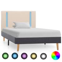 VidaXL Bedframe met led stof crèmekleurig en donkergrijs 100x200 cm - thumbnail