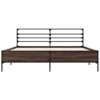 Bedframe bewerkt hout metaal gerookt eikenkleurig 150x200 cm - thumbnail