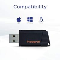 Integral Pulse USB 2.0 stick, 32 GB, zwart/oranje - thumbnail