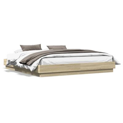 Bedframe bewerkt hout sonoma eikenkleurig 200x200 cm - thumbnail