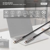 Digitus USB-C-displaykabel USB 3.2 Gen2 (USB 3.1 Gen2) USB-C, USB-C stekker 20.00 m Zwart Flexibel, Afgeschermd, Met USB AK-330160-200-S - thumbnail