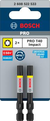 Bosch Accessoires PRO Torx slagschroefbit | T40 | 55 mm | 2 stuks - 2608522533 Bosch Accessoires PRO Torx slagschroefbit | T40 | 55 mm | 2 stuks - 2608522533