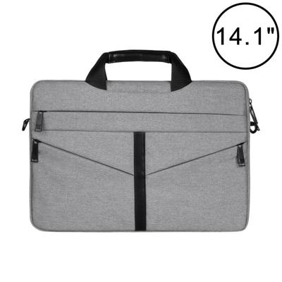 14 1 inch ademend slijtvaste Fashion Business schouder Handheld rits laptoptas met schouderband (lichtgrijs)