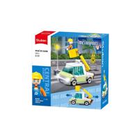 Sluban Metropolis reparatie wagen bouwstenen set - thumbnail