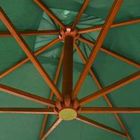 VidaXL Zweefparasol met houten paal 300x300 cm groen - thumbnail