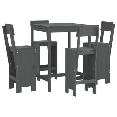 5-delige Tuinbarset massief grenenhout grijs - thumbnail