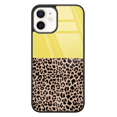 iPhone 12 glazen hardcase - Luipaard geel