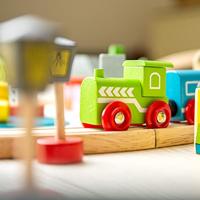 Bigjigs houten treinset stad en land, 101dlg. - thumbnail