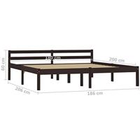 Bedframe massief grenenhout donkerbruin 180x200 cm - thumbnail