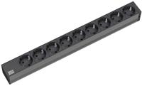 Bachmann 333.506 19 inch Stekkerdoos voor patchkast 1 HE Geaarde contactdoos Zwart - thumbnail