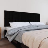 Wandhoofdbord 185x3x60 cm massief grenenhout zwart - thumbnail