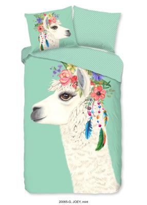 Good Morning Kinderdekbedovertrek "lama" - Mint - (140x200/220 cm) - Katoen