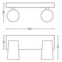 Philips OpbouwspotPaisley 2-lichts grijs - 5057248PN - thumbnail