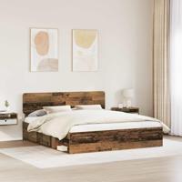 Bedframe met hoofdeinde Oudhout 200 x 200 cm Massief grenenhout - thumbnail