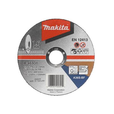 Makita Accessoires Doorslijpschijf 125x1,6mm RVS - B-46931 - B-46931 Makita Accessoires Doorslijpschijf 125x1,6mm RVS - B-46931 - B-46931