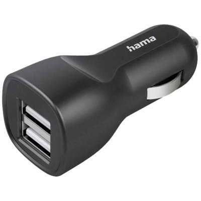 Hama Car Charger met 2x USB-A Socket 12 W Oplader Zwart Hama Car Charger met 2x USB-A Socket 12 W Oplader Zwart