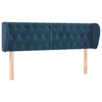 Hoofdbord met randen 163x23x78/88 cm fluweel donkerblauw - thumbnail