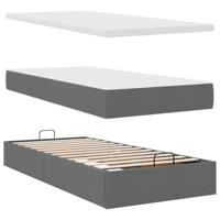 Ottoman bed met matrassen 200x200cm stof donkergrijs - thumbnail