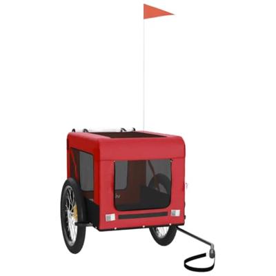 Hondenfietstrailer oxford stof en ijzer rood en zwart - thumbnail