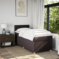 Boxspring met matras stof donkerbruin 140x200 cm - thumbnail