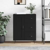 Dressoir 69,5x34x90 cm bewerkt hout zwart - thumbnail