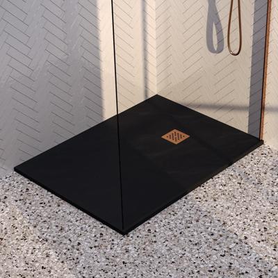 Brauer Asteroid Douchebak - 100 x 120 cm - Mineraalmarmer - Mat Zwart - Antislip - Antibacterieel