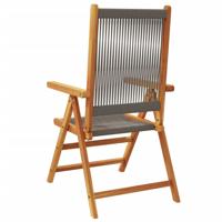 Tuinstoelen 4 st verstelbaar massief acaciahout grijs - thumbnail