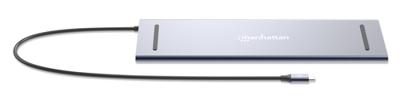 Manhattan Dockingstation 12-in-1 4K 1xHDMI 2xDP 3xUSB-A