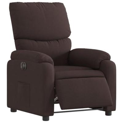 Fauteuil verstelbaar elektrisch stof donkerbruin - thumbnail