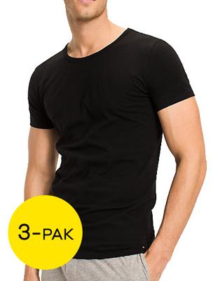 Tommy Hilfiger T-shirts O-hals stretch 3-pack zwart
