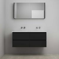 On-Line Badkamermeubelset - 100 cm - Voorgemonteerd - Acryl Wastafel - zonder Kraangat - Spiegelkast - Mat Zwart - V02 - thumbnail