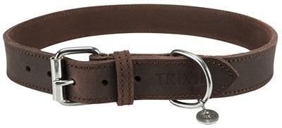 TRIXIE HALSBAND HOND RUSTIC VETLEER DONKERBRUIN 57-66X3 CM