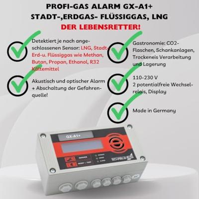 Schabus GX-A1+ Centrale Zonder sensor werkt op het lichtnet Detectie van Propaan, Butaan, Methaan, Ethanol, Kooldioxide