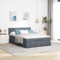Ottoman bed met matras 140x200cm fluweel donkergrijs - thumbnail