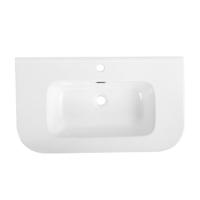 Saniclass Terra Meubelwastafel - 81x46x2cm - afgeronde hoeken - 1 wastafel - 1 kraangat - wit glans SW1418355 - thumbnail