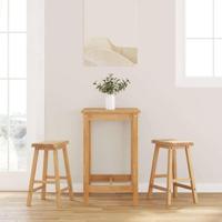 Barkrukken 2 stuks natuurlijk massief hout rubber - thumbnail